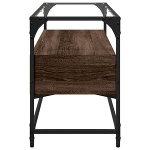 TV-Schrank Braun Eiche mit Glasplatte 98 cm