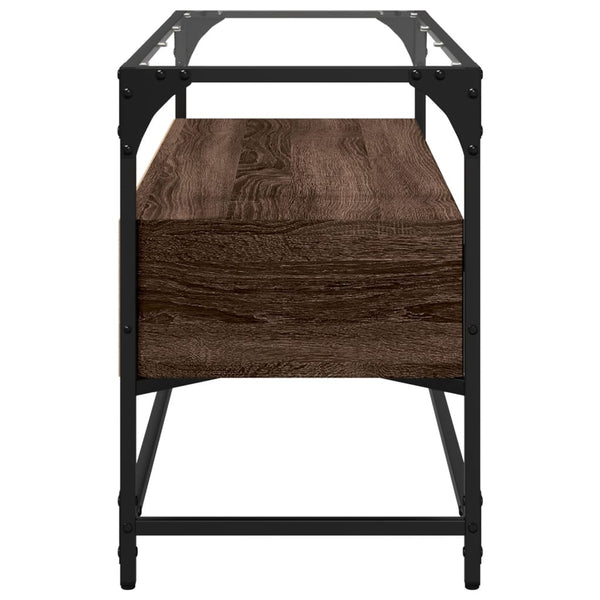 TV-Schrank Braun Eiche mit Glasplatte 98 cm