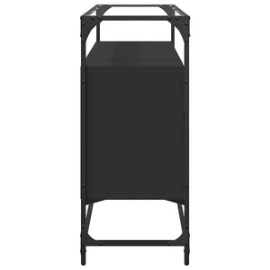 Schwarzes Sideboard mit Glasplatte, 98 cm