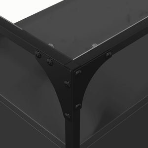 Schwarzes Sideboard mit Glasplatte, 98 cm