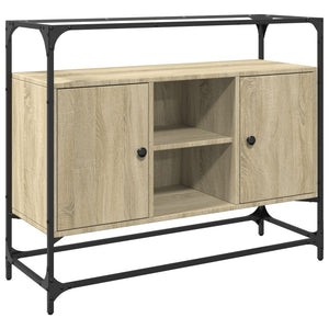 Sideboard Sonoma-Eiche mit Glasplatte, 98 cm