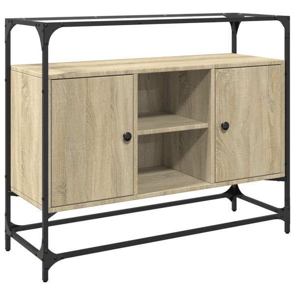 Sideboard Sonoma-Eiche mit Glasplatte, 98 cm