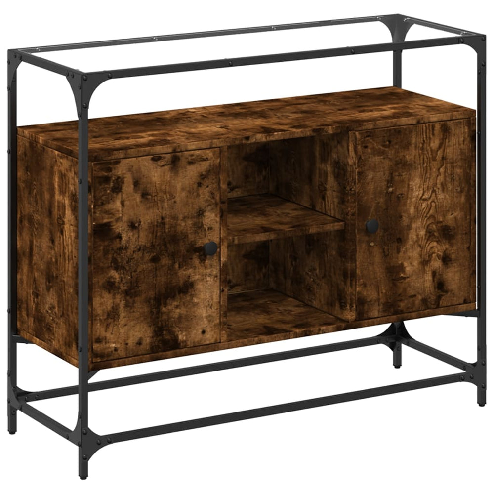 Sideboard Räuchereiche mit Glasplatte, 98 cm