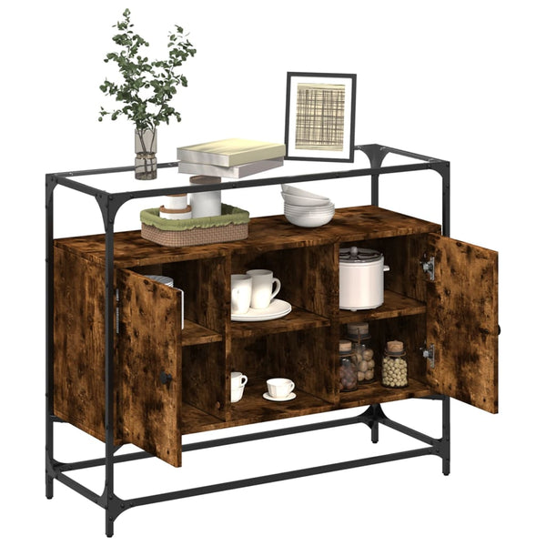 Sideboard Räuchereiche mit Glasplatte, 98 cm