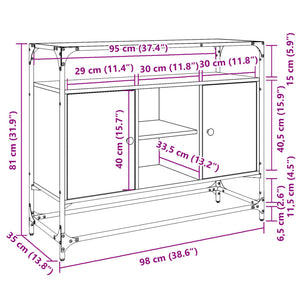 Sideboard Räuchereiche mit Glasplatte, 98 cm