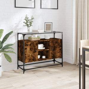 Sideboard Räuchereiche mit Glasplatte, 98 cm