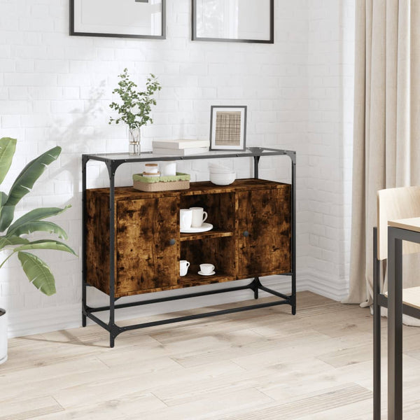 Sideboard Räuchereiche mit Glasplatte, 98 cm
