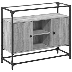 Graues Sideboard Sonoma mit Glasplatte, 98 cm