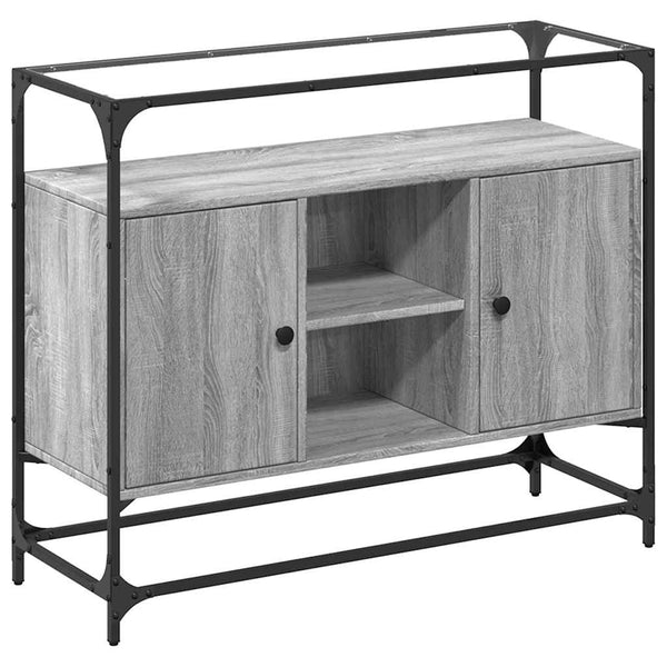 Graues Sideboard Sonoma mit Glasplatte, 98 cm