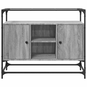 Graues Sideboard Sonoma mit Glasplatte, 98 cm