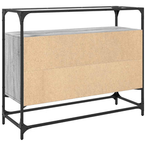 Graues Sideboard Sonoma mit Glasplatte, 98 cm