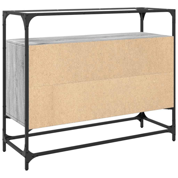 Graues Sideboard Sonoma mit Glasplatte, 98 cm
