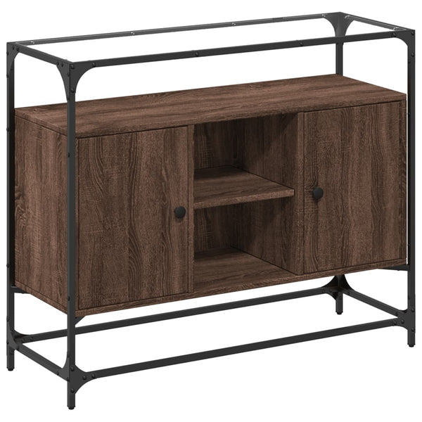 Braun Eiche Sideboard mit Glasplatte 98 cm