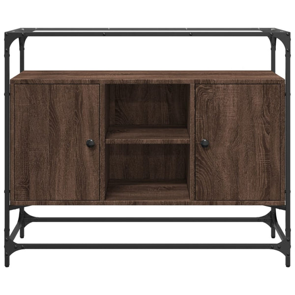 Braun Eiche Sideboard mit Glasplatte 98 cm