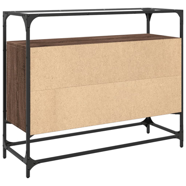 Braun Eiche Sideboard mit Glasplatte 98 cm