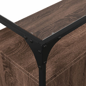 Braun Eiche Sideboard mit Glasplatte 98 cm