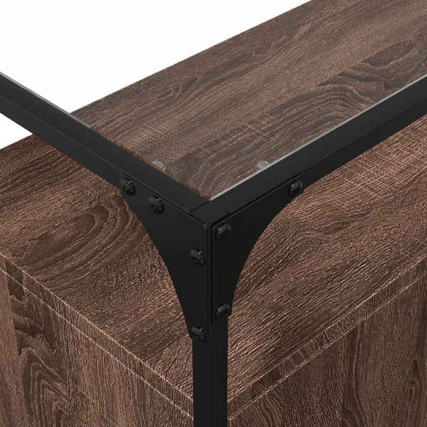 Braun Eiche Sideboard mit Glasplatte 98 cm