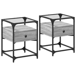 Nachttische 2er Set Grau Sonoma 40x40x55 cm