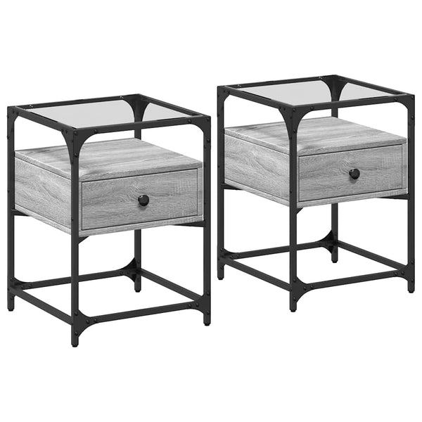 Nachttische 2er Set Grau Sonoma 40x40x55 cm