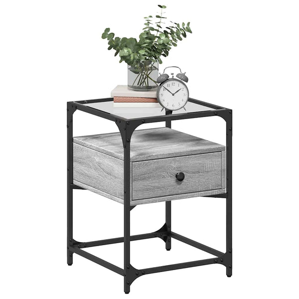 Nachttische 2er Set Grau Sonoma 40x40x55 cm