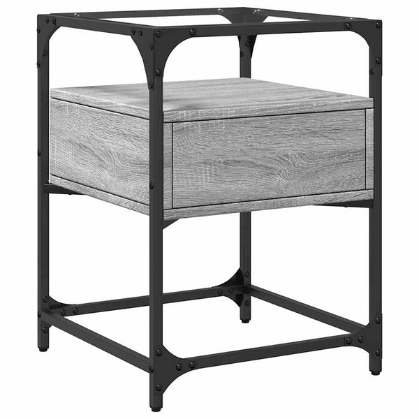 Nachttische 2er Set Grau Sonoma 40x40x55 cm