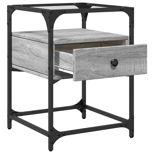 Nachttische 2er Set Grau Sonoma 40x40x55 cm