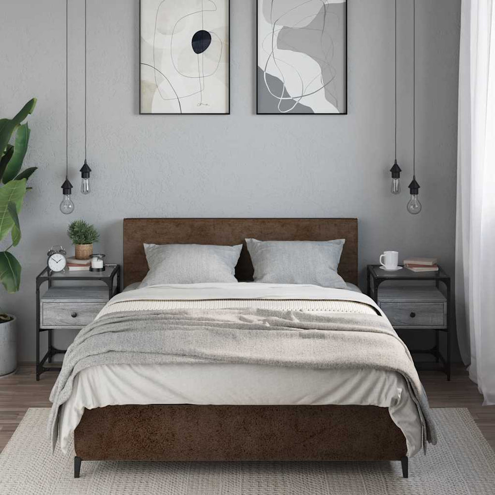 Nachttische 2er Set Grau Sonoma 40x40x55 cm