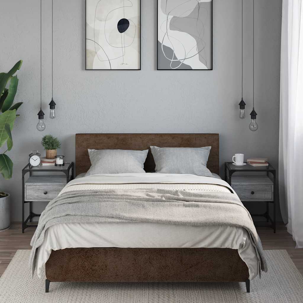 Nachttische 2er Set Grau Sonoma 40x40x55 cm