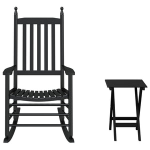 Schaukelstuhl mit Tisch Schwarz Pappelholz