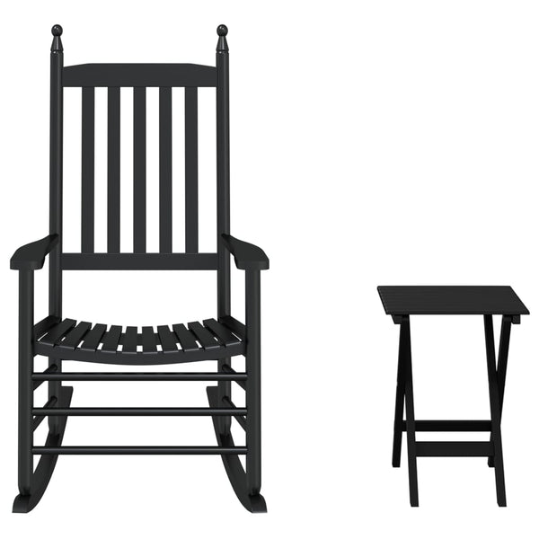 Schaukelstuhl mit Tisch Schwarz Pappelholz
