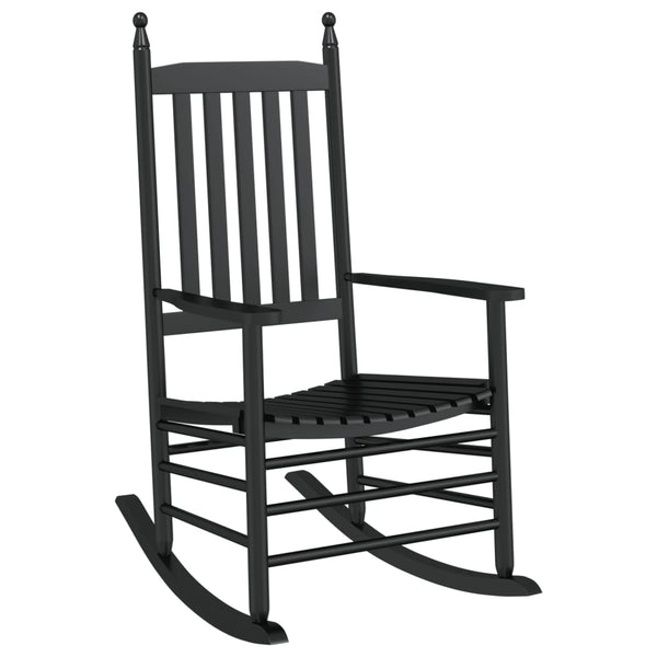 Schaukelstuhl mit Tisch Schwarz Pappelholz