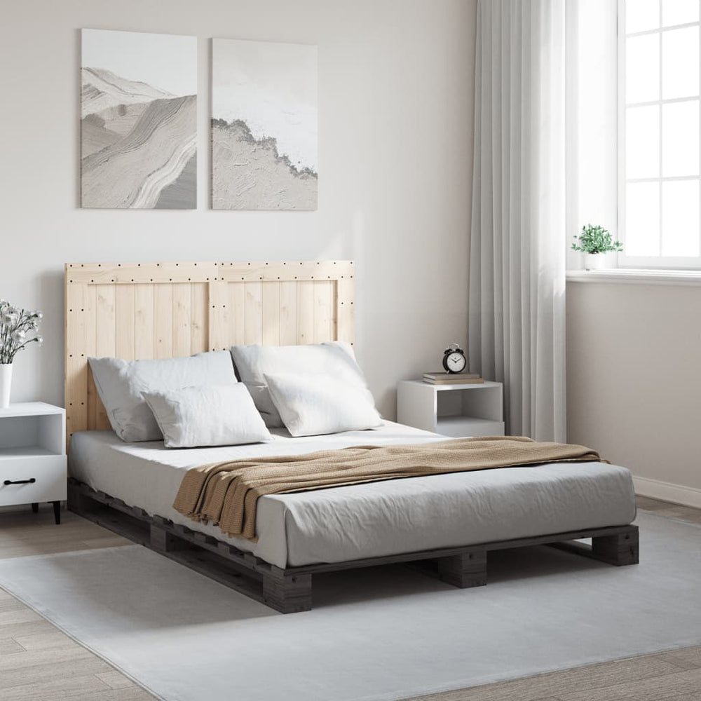 vidaXL Lit en bois massif avec tête de lit Gris 140x200 cm Pin