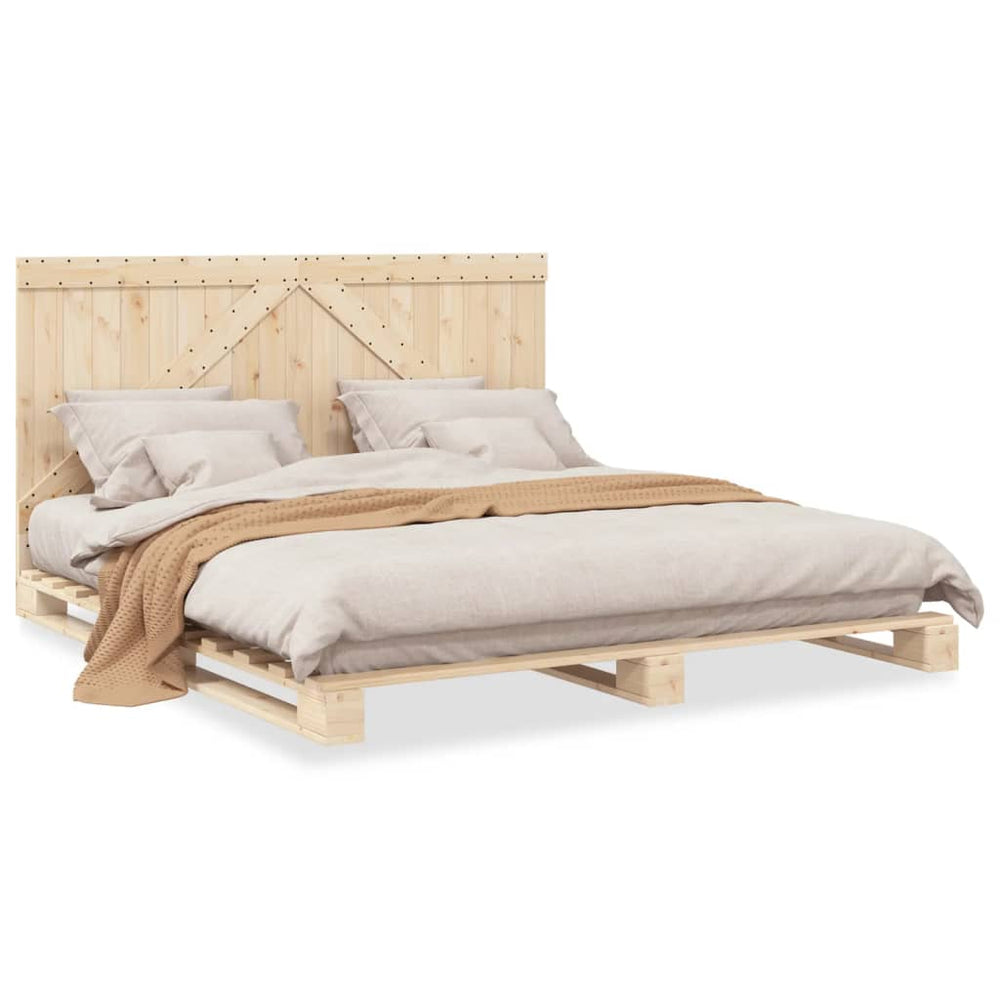 vidaXL Lit en bois massif avec tête de lit 200x200 cm Pin