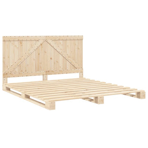 Massivholzbett Kiefer 200x200 cm mit Kopfteil