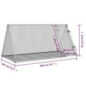 Hasenstall Silber Verzinkt 200x105x91cm