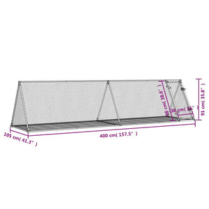 Hasenstall Silber Verzinkt 400x105x91cm