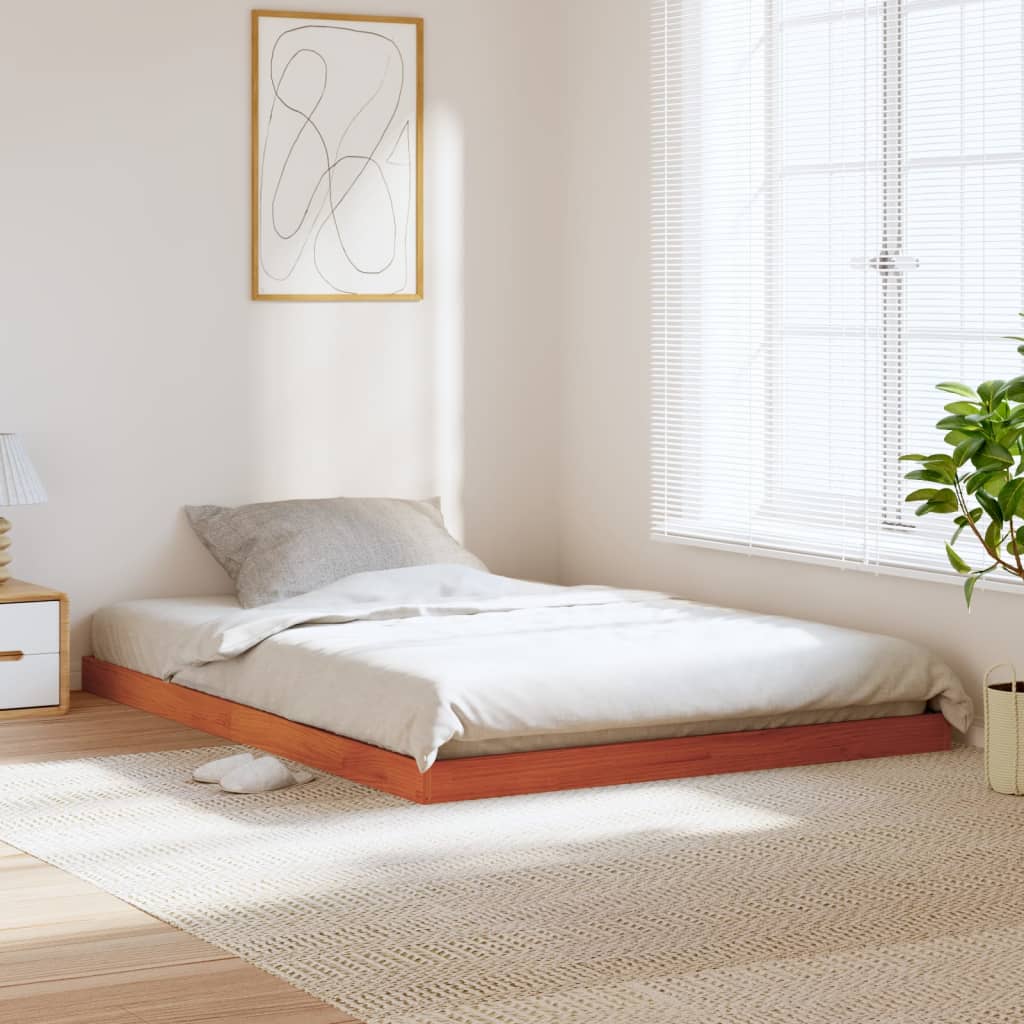 Massivholzbett Kiefer 135x190 cm Wachsbraun