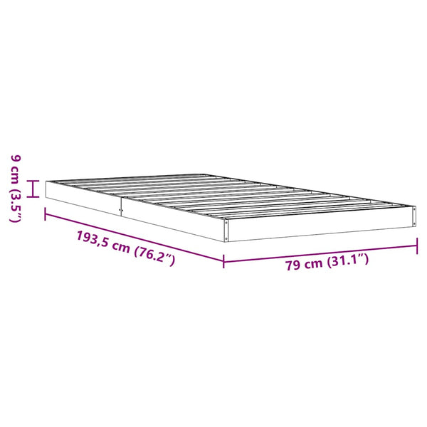 Massivholzbett Kiefer 75x190 cm Wachsbraun