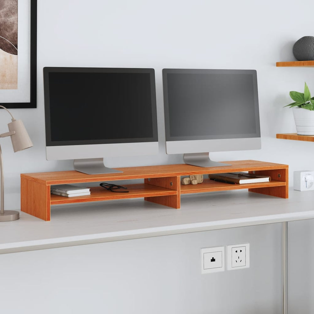 Monitorständer Kiefer Massivholz Wachsbraun 100cm