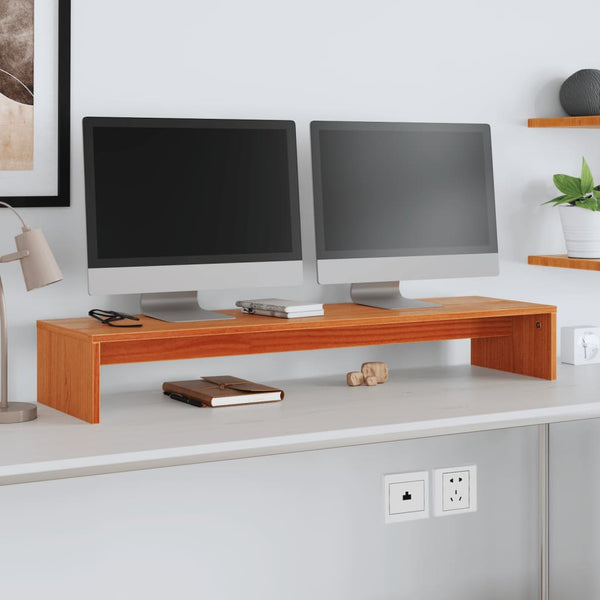 Monitorständer aus Kiefernholz, Wachsbraun, 100 cm