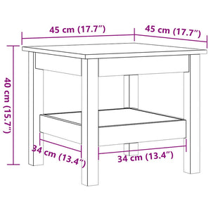 Couchtisch Kiefer Massivholz 45x45 cm Wachsbraun