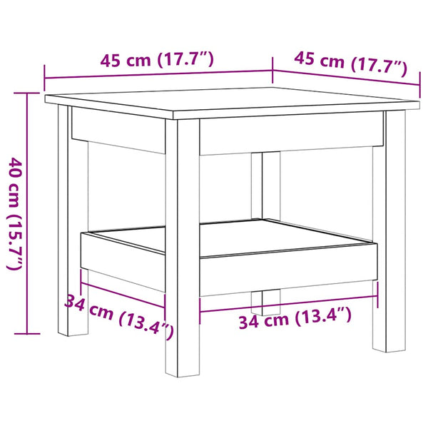 Couchtisch Kiefer Massivholz 45x45 cm Wachsbraun
