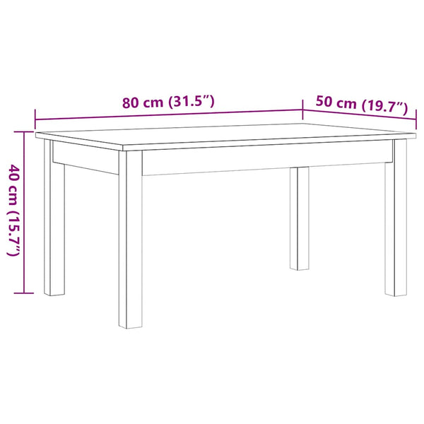 Couchtisch Massivholz Kiefer Wachsbraun 80x50 cm