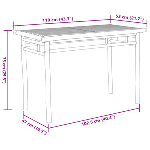 Bambus Garten Esstisch, 110cm