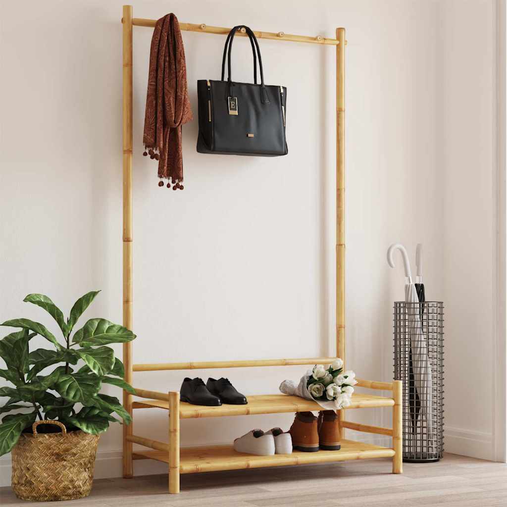 Kleiderständer Bambus mit Ablagen 103x40x183 cm