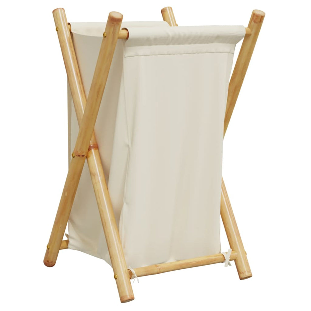 Bambus Wäschekorb Cremeweiß 63,5 cm