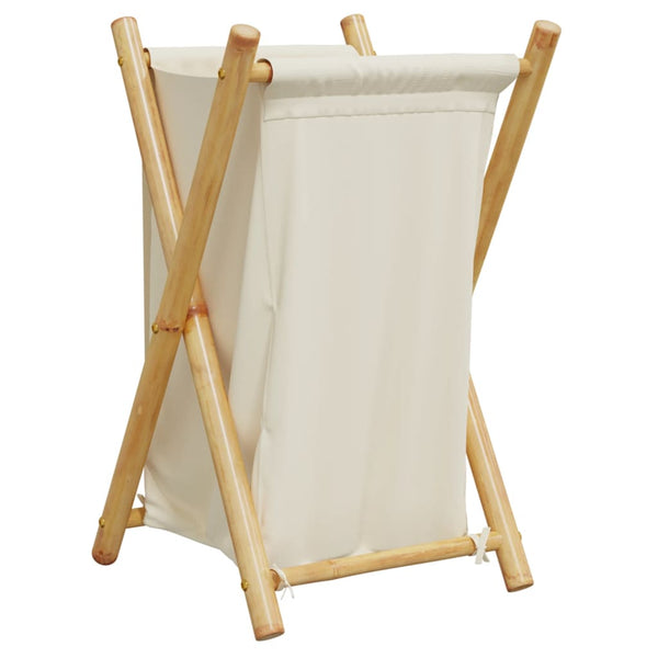 Bambus Wäschekorb Cremeweiß 63,5 cm