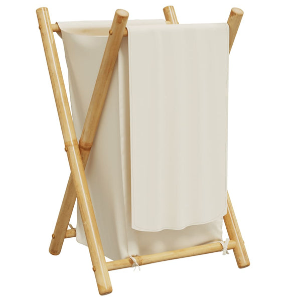 Bambus Wäschekorb Cremeweiß 63,5 cm