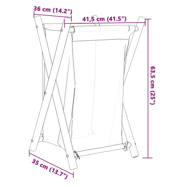 Bambus Wäschekorb Cremeweiß 63,5 cm