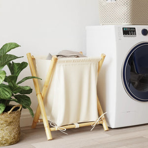 vidaXL Panier à linge crème 45x55x63,5 cm Bambou